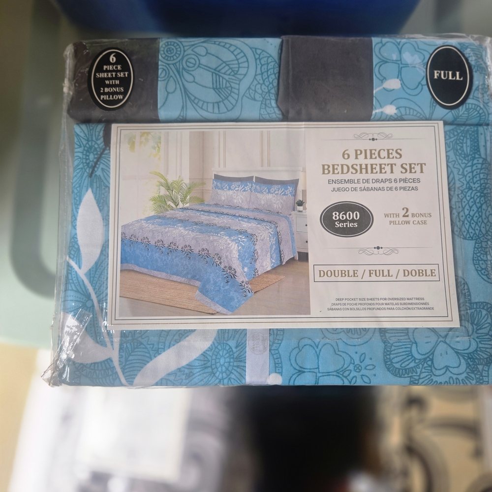Blue Floral 6-Piece Bedsheet Set